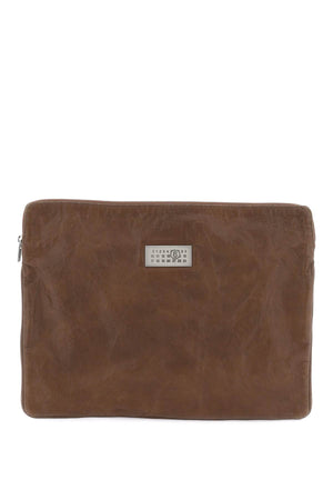 MM6 MAISON MARGIELA Crinkled Leather Document Holder Pouch Handbag for Women