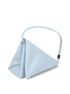 Light Blue Leather Shoulder Handbag for Women