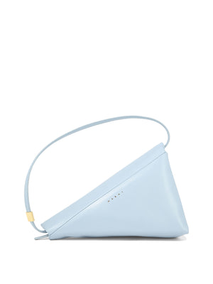 Light Blue Leather Shoulder Handbag for Women