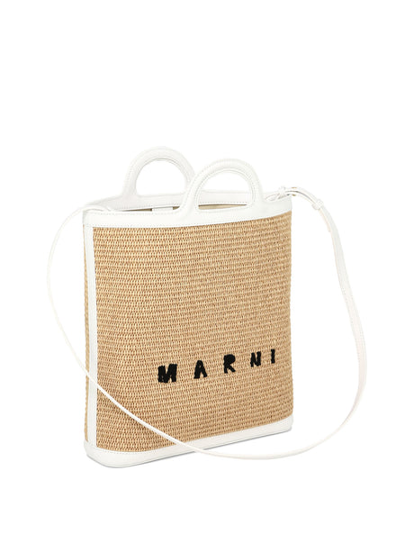 MARNI White Raffia-Effect Handbag for Women