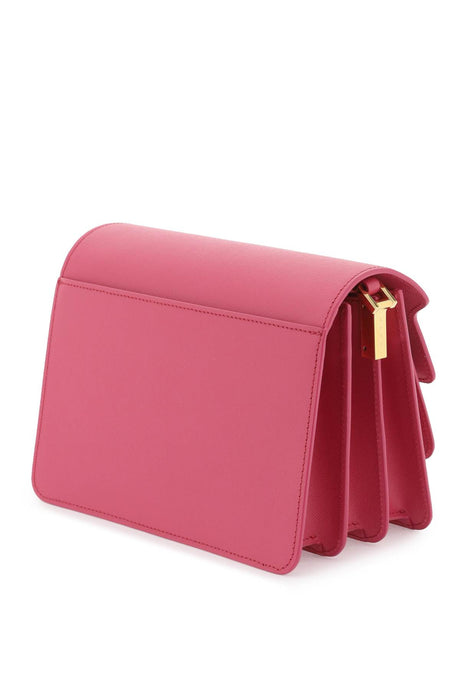 レディース用の上品なサフィアーノレザーのミディアムトランクハンドバッグ - ピンク