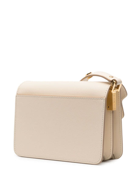 MARNI Talc Saffiano Leather Pouch Handbag for Women