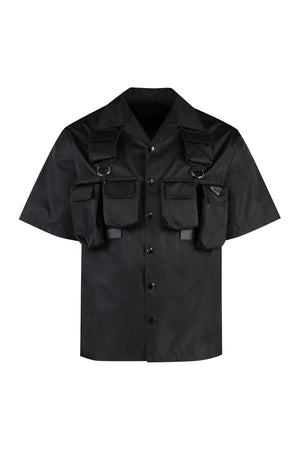 男士黑色六口袋皮革衬衫 - SS24系列