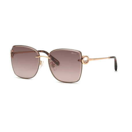 CHOPARD Elegant Red Gold Mini Sunglasses with Gradient Pink Lenses