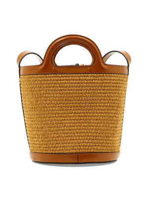 'Tropicalia' Drawstring Bucket Handbag in Brown for Women