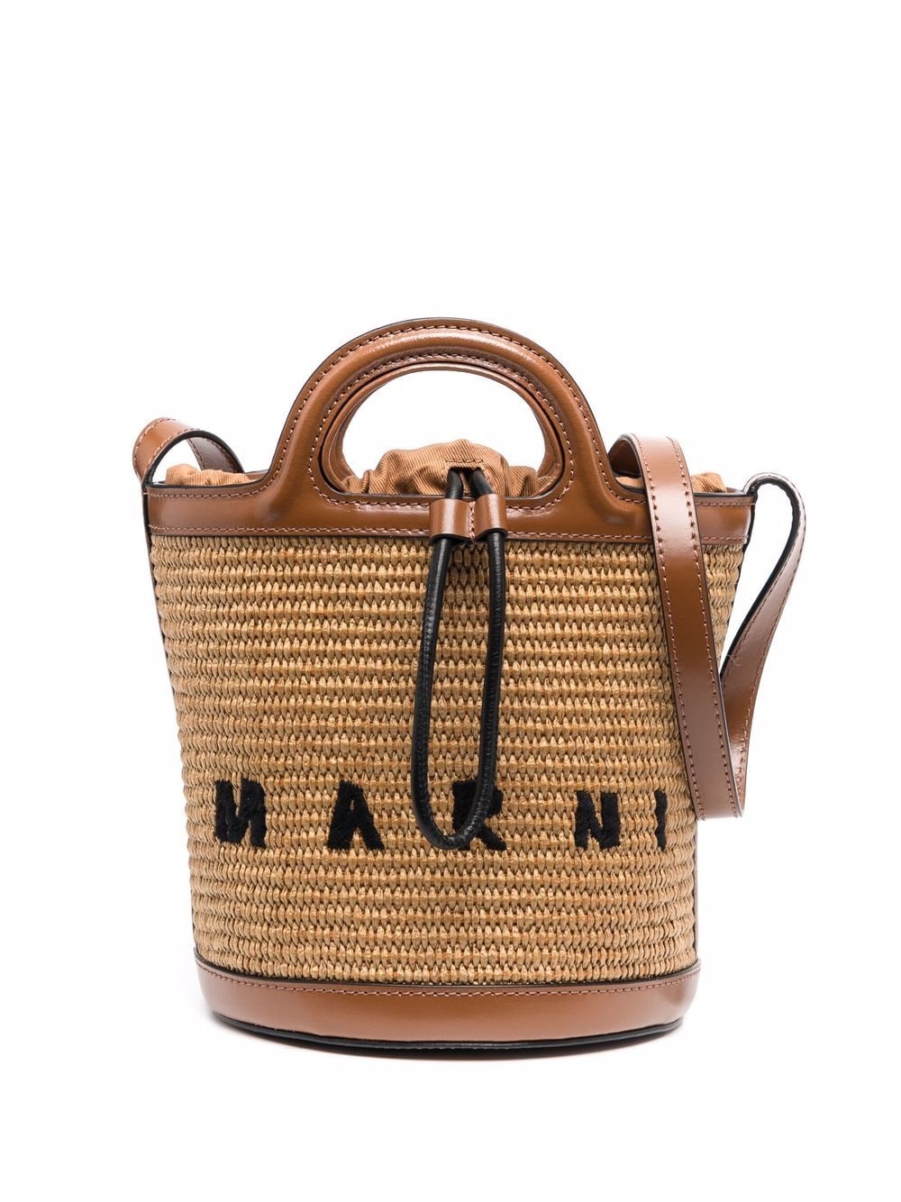 MARNI Beige Mini Bucket Leather Handbag for Women W6.5" x H7" x D6.5"