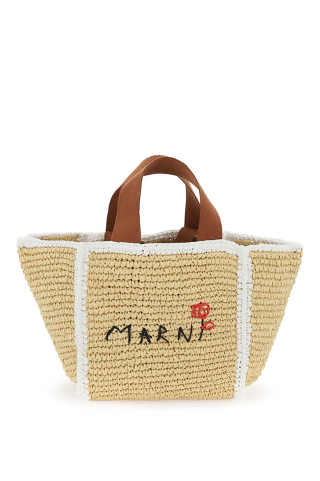 MARNI Women's Tan Mini Shoulder Bag with Viscose-Rayon Body and Cotton Blend Contrast - SS24