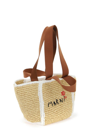 MARNI Beige Viscose Mini Tote Handbag for Women, 46cm x 22cm x 14cm