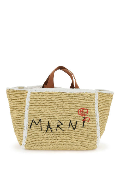 MARNI Women's Tan Viscose-Rayon Shoulder Bag with Cotton-Polyester Contrast, Medium Size