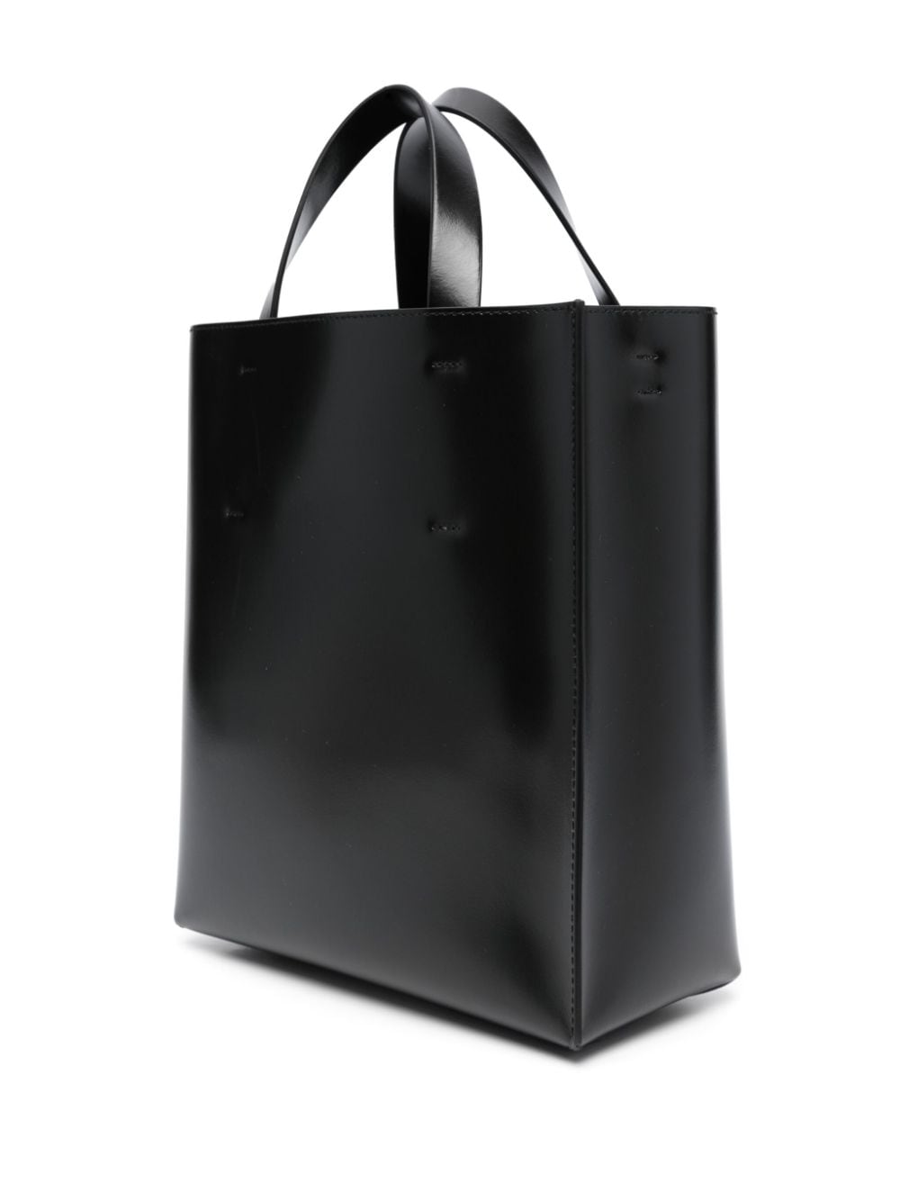 MARNI Black Fur Shopping Tote with Logo Strap for Women (SS24)