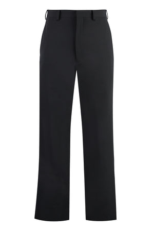 PRADA Black Technical Fabric Pants with Leather Details for Men