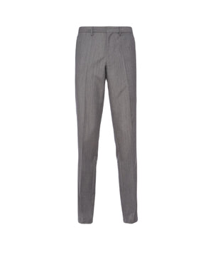 PRADA Gray Mohair Silk Trousers for Men - FW23 Collection