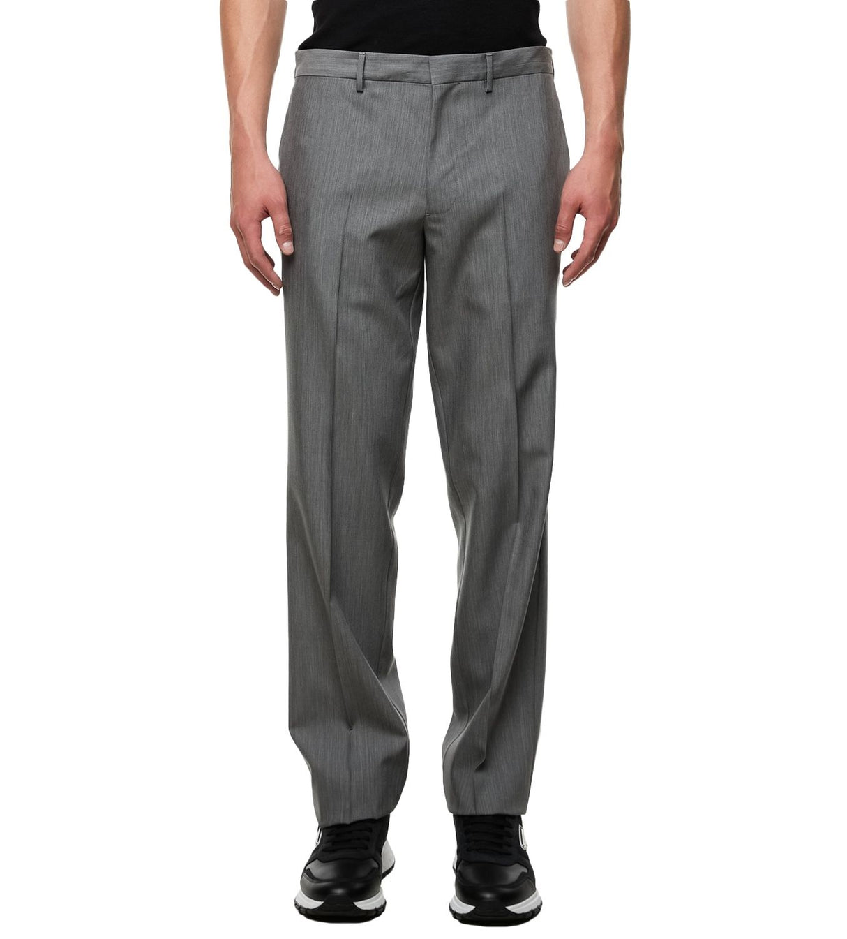 PRADA Gray Mohair Silk Trousers for Men - FW23 Collection