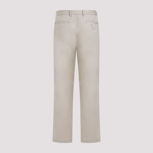 PRADA Cotton Trousers for Men in Neutral Nude - SS24 Collection