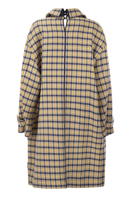 SS24 Reversible Check Wool Jacket for Women in Yellow and Blue