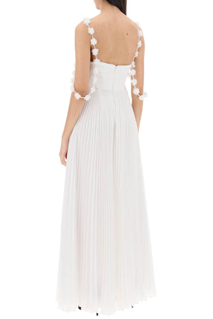 SELF-PORTRAIT Maxi Pleated Chiffon Dress for Women - Elegant and Feminine SS24 Piece