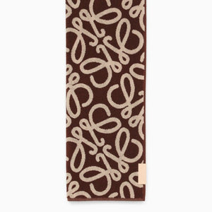 LOEWE Anagram Brown/Beige Cotton Terry Beach Towel for Accessories SS24