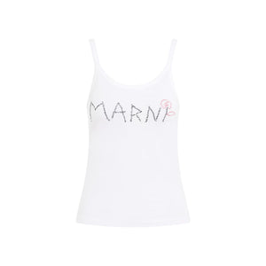 MARNI Classic White Wide Neck Tank Top for Women - SS24 Collection