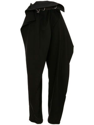 Black Wool Pants with Silver Padlock Accent - FW23 Collection