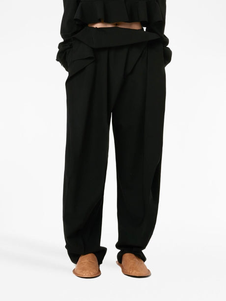 Black Wool Pants with Silver Padlock Accent - FW23 Collection