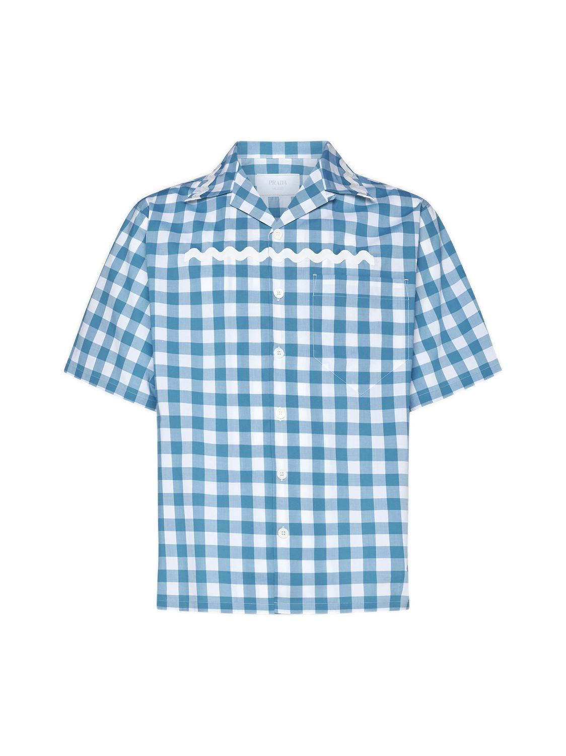 PRADA Classic Vichy Check Men's Shirt in BiancoTurquoise for SS23