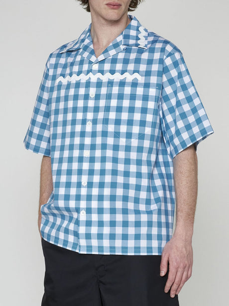 PRADA Classic Vichy Check Men's Shirt in BiancoTurquoise for SS23