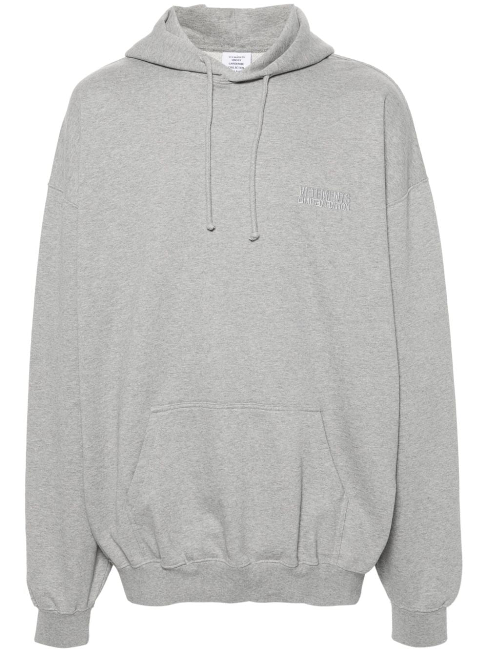 Light Grey Cotton Blend Hoodie with Embroidered Logo and French Terry Lining