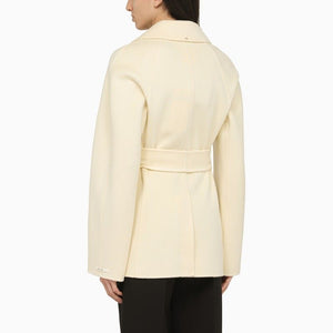 Vanilla Wool and Cashmere Double-Breasted Jacket for Women