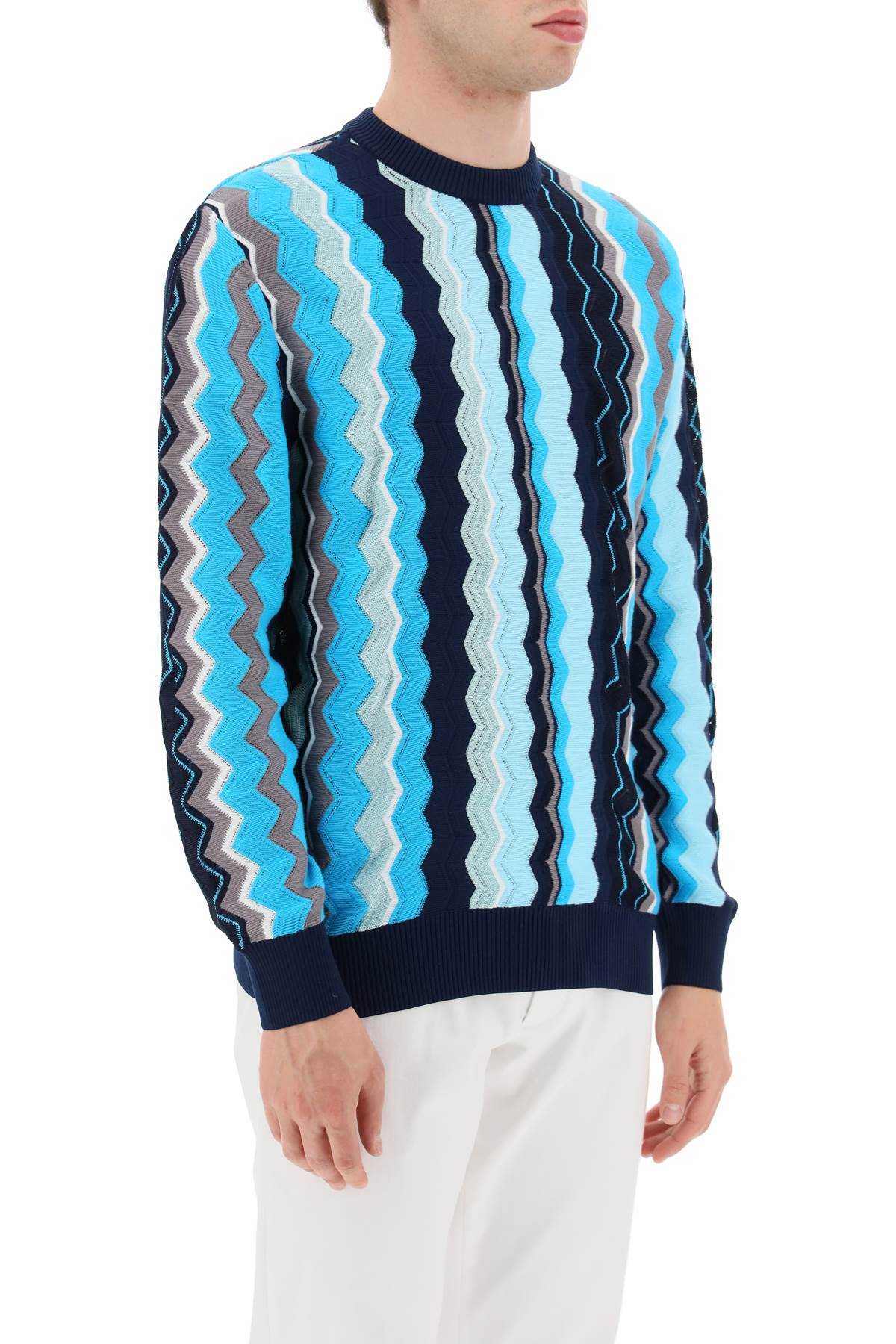MISSONI Men's Multicolored Zigzag Sweater for SS23