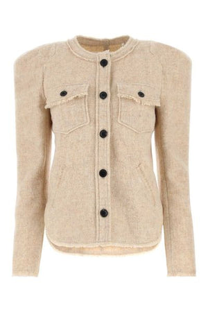 FW23系列女裝米色羊毛混紡外套