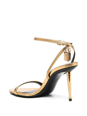 TOM FORD Glamorous Metallic Leather Sandals with Padlock Detail