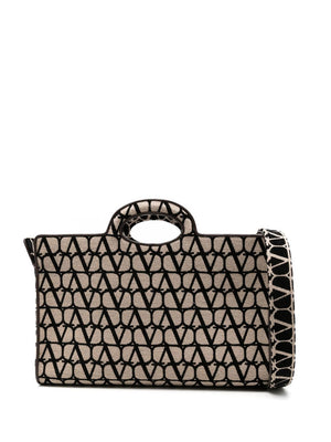 VALENTINO GARAVANI Luxurious LE TROISIEME Tote Handbag in NATURALE/NERO/FONDANT for Women