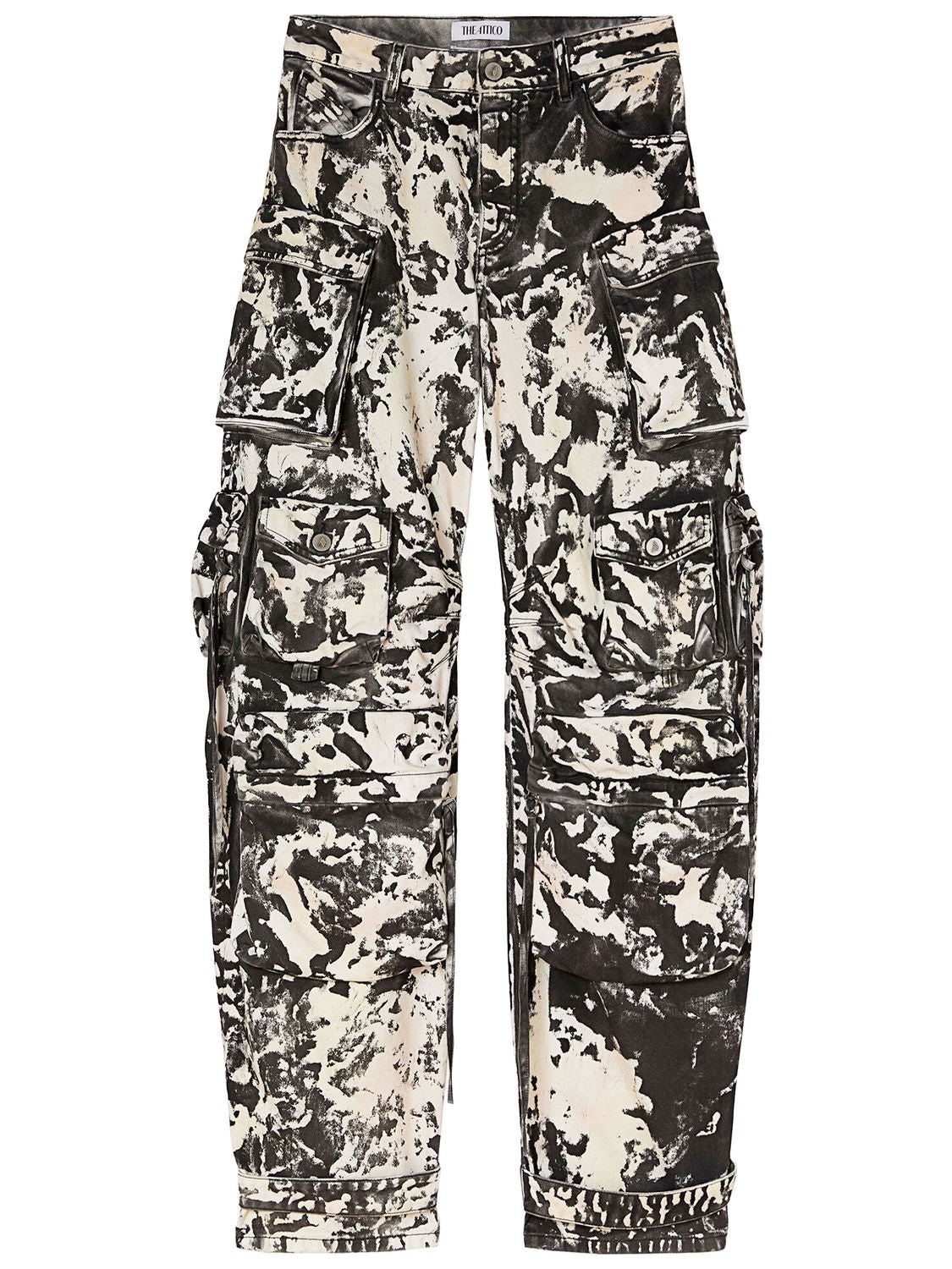 THE ATTICO Fern Cargo Pants - White, Black, and Pink Denim - Oversized Fit