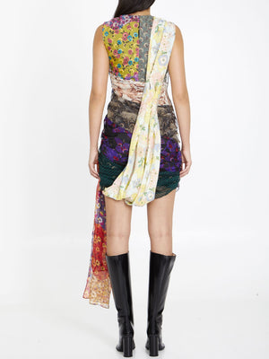 Multicolor Regenerated Silk Patchwork Dress