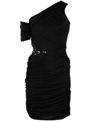 MARINE SERRE Asymmetric Black Minidress with Crescent Moon Print for Women - FW23