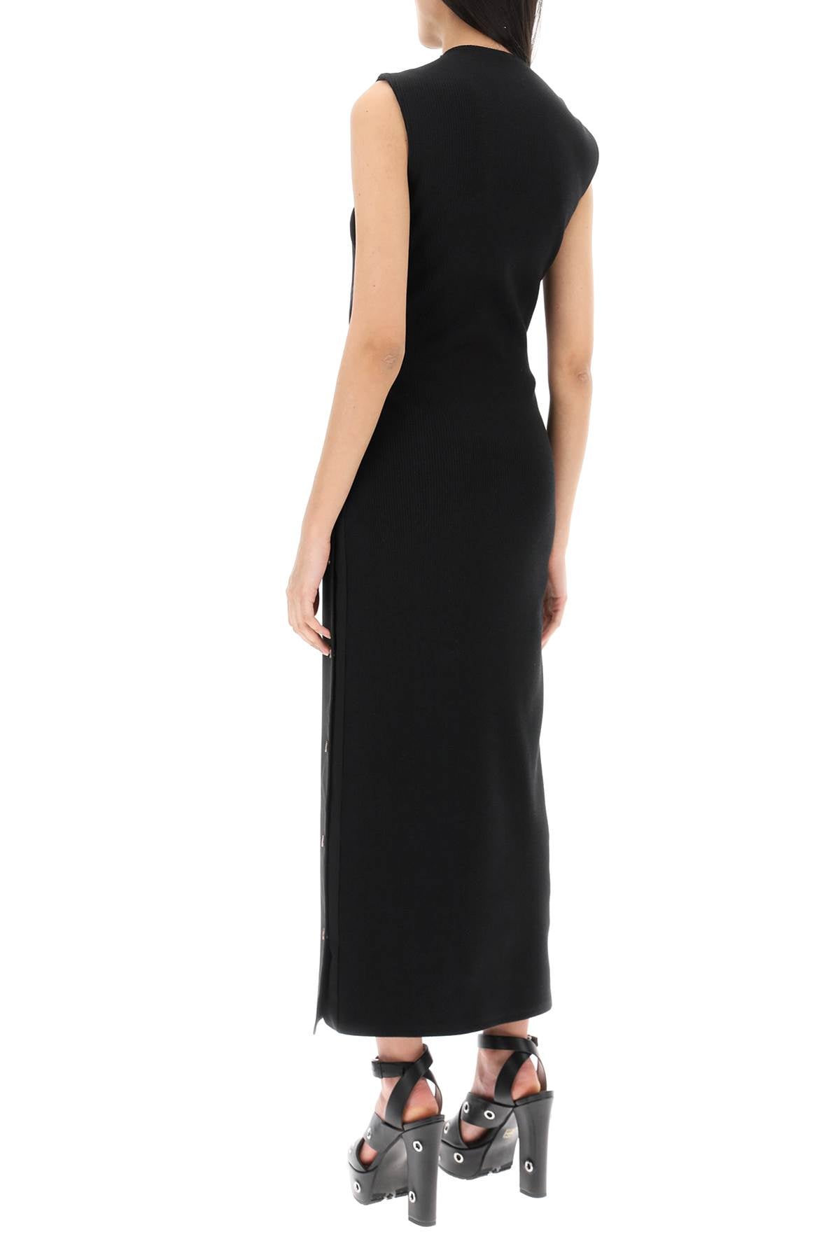 Y/PROJECT Versatile Sleeveless Maxi Dress for Women in Tonal Black Wool with Detachable Panels