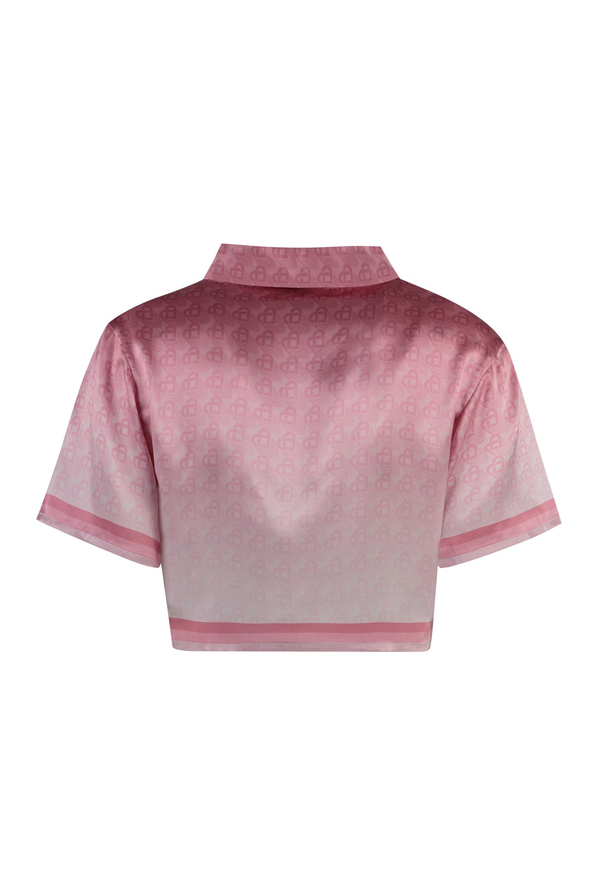 粉色印花丝绸露肩上衣- FW23系列