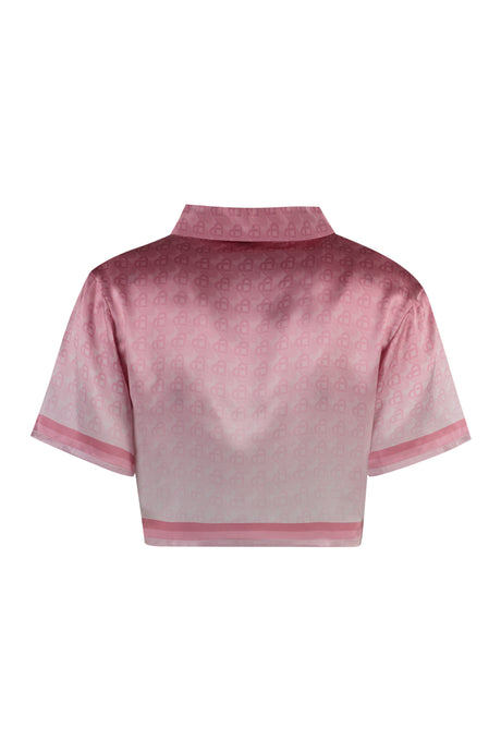 粉色印花絲質短上衣 - FW23系列