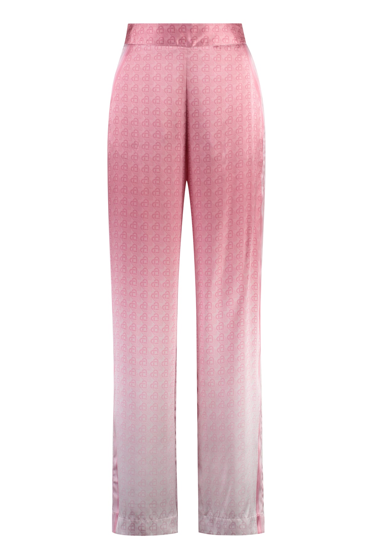 粉色100%丝绸Logo印花女士裤子 - FW23系列