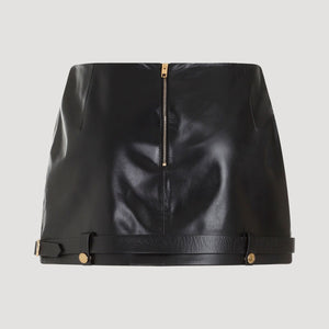 Black Leather Skirt for Women - BALLY FW23 Collection