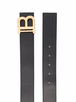 BALMAIN Sophisticated Black Leather B-Belt for Women
