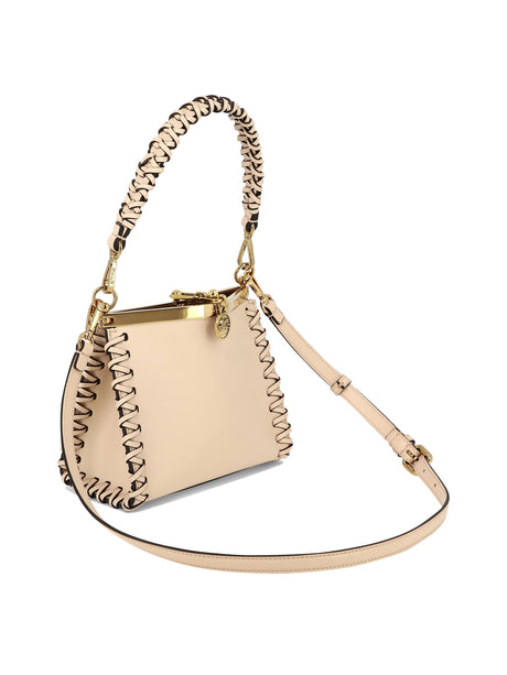 ETRO Mini Vela Pink Calf Leather Shoulder Bag with Elegant Thread Detailing for Women