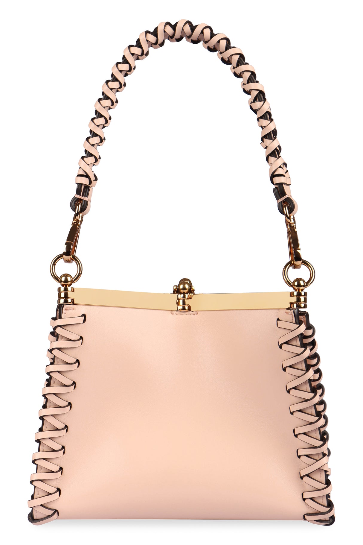 ETRO Mini Pink Calfskin Leather Shoulder Bag with Gold-Tone Accents and Suede Lining, 21x16x9 cm