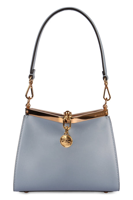 ETRO Light Blue Mini Leather Shoulder Bag with Gold-Tone Hardware and Suede Lining