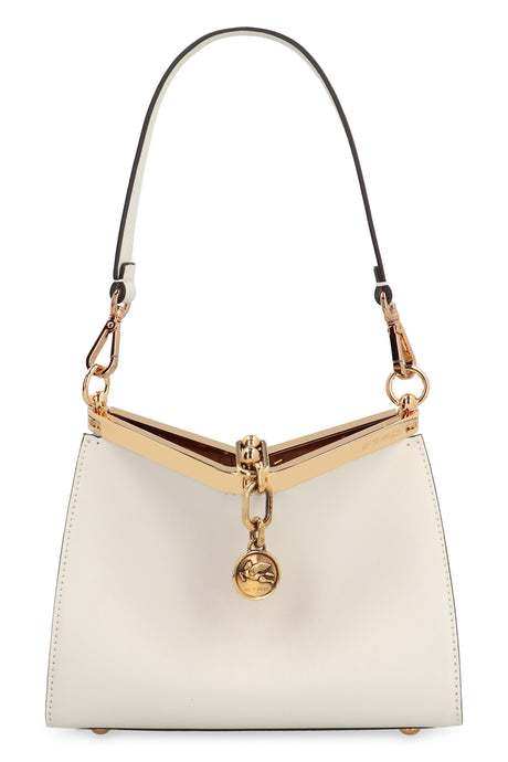 ETRO Beige Smooth Calfskin Mini Shoulder Bag with Gold-Tone Accents and Removable Strap (21x16x9 cm)