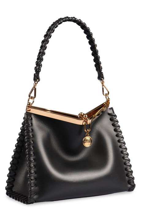 Leather Shoulder Handbag - Black