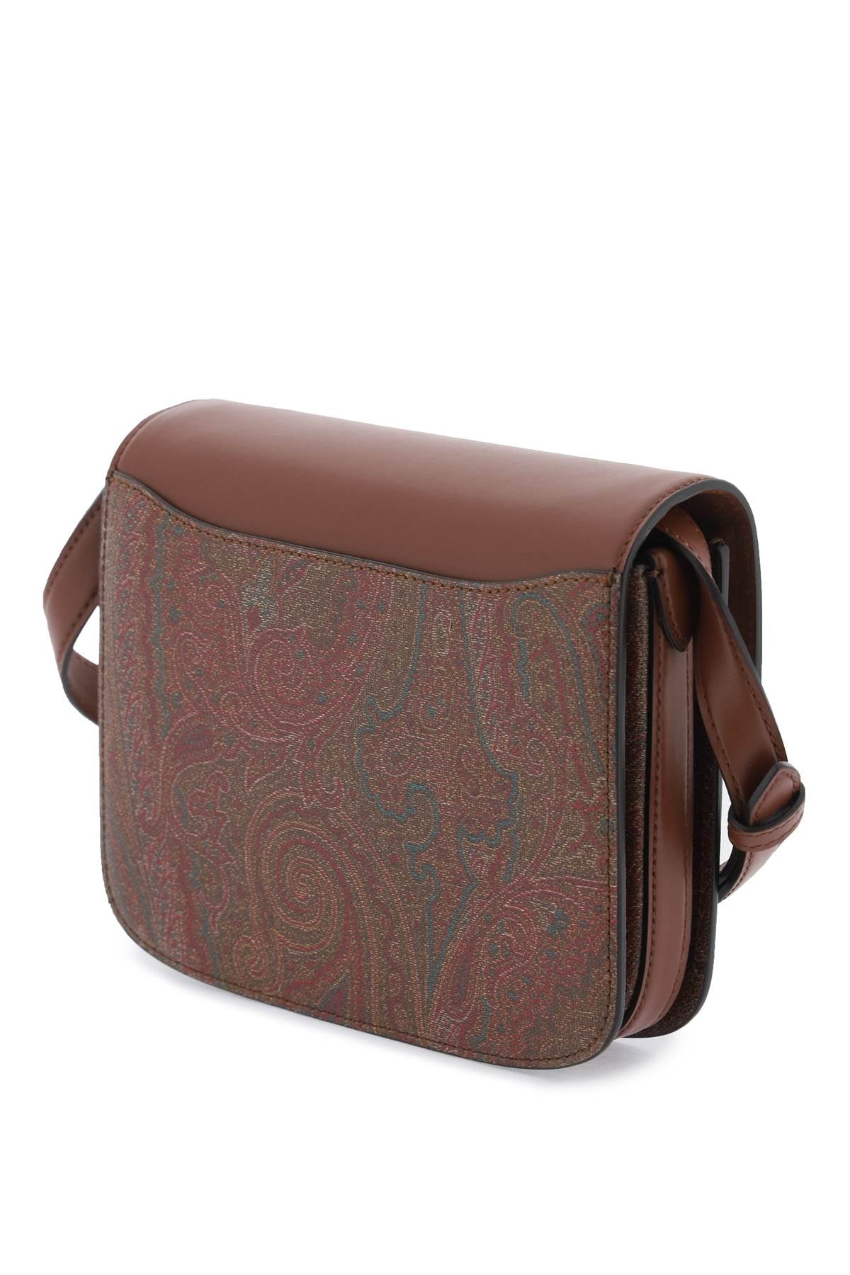 ETRO Essential Large Crossbody Canvas Handbag with Leather Flap and Paisley Motif
