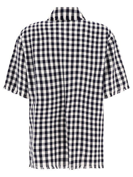 ネイビーのギンガムチェックシャツ - レディース SS24コレクション