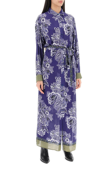 Maxi Chemisier Dress with Bandana-Inspired Floral Print