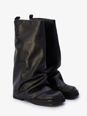THE ATTICO Multi-Layer Black Calfskin Boots for Women SS24